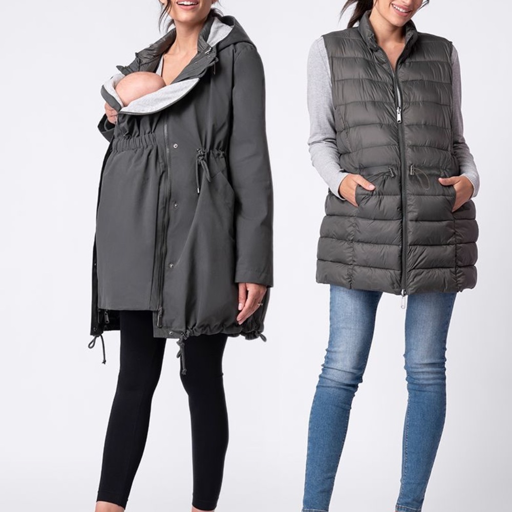 Seraphine Maternity 6-in-1 Parka to Babywearing Coat with Padded Vest - NWT - XL